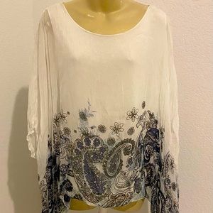 White Italian blouse with floral design